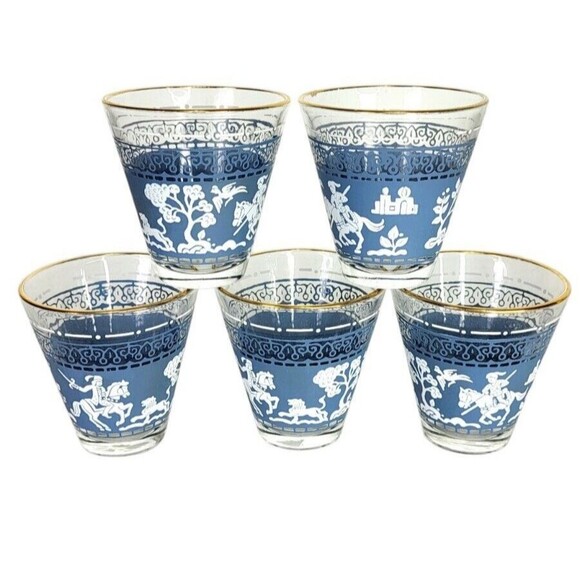 VTG Hazel Atlas Arabian Knights Jasperware Shot Glass Set Of 5 Whiskey Lowball - Picture 2 of 12